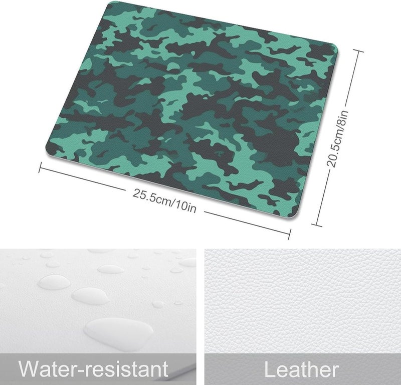 Teal Camouflage Mouse Pad Non-Slip Mouse Mat Smooth Soft-Touch Desk Pad Ergonomic Desk Mat for Pain Relief, Comfortable Mousepad for Computer, Laptop, Office & Home - Image 2