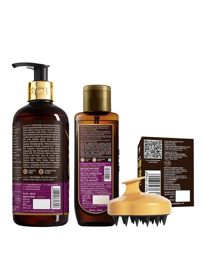 WOW Skin Science Onion Hair Oil With Black Seed Oil Extracts + Onion Oil Shampoo + Stimulating Scalp Shampoo Brush For Natural Hair Care & Growth Hair Care Kit - Net Vol 500Ml  - Image 5