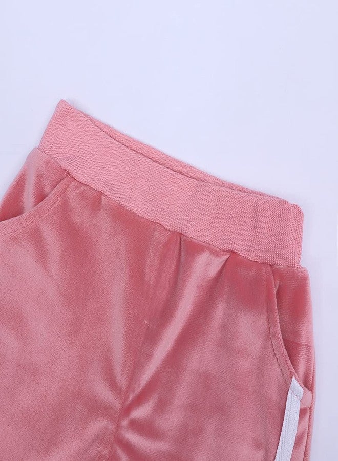 KIDS TALES بدلة رياضية مخملية بغطاء رأس للأطفال من 2 قطعة للأولاد والبنات + بنطلون رياضي مجموعة ملابس لون 06 3-4 سنوات - Image 5