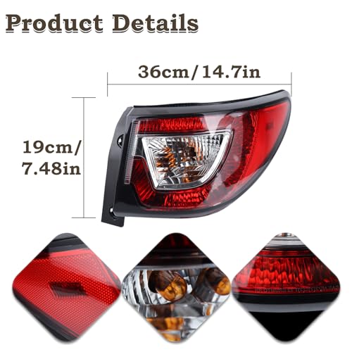 KAMDKI Right Passenger Side Tail Light Assembly Compatible for 2013-2017 Chevy Traverse Outer Rear Brakes Lights 84266020 23301757 GM2805112 W/Bulbs RH - Image 5