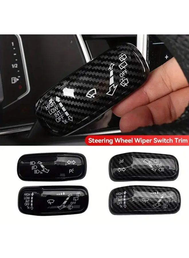 2Pcs Car Styling Steering Wheel Turn Signal Wiper Switch Lever Decoration Cover Trim Carbon Fiber For VW Golf 7 8 Jetta Tiguan Without Battery - Image 1