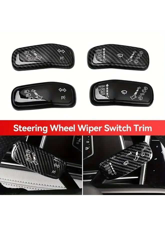 2Pcs Car Styling Steering Wheel Turn Signal Wiper Switch Lever Decoration Cover Trim Carbon Fiber For VW Golf 7 8 Jetta Tiguan Without Battery - Image 4