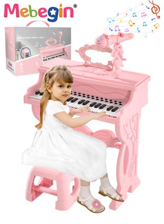 Multifunctional Piano with 37 Keys, Microphone and and Light-emitting Function, Deluxe Piano Keyboard Toy Set with Chair, Music Stand and 28 Musical Scores, Ideal Musical Toy for Kids and Beginners, 4 AA Batteries Required(Not Included) - pzsku/Z49913C4CCE9C225AB872Z/45/1745891260/90dd0b0d-7574-4407-b3fe-0277f5be9840