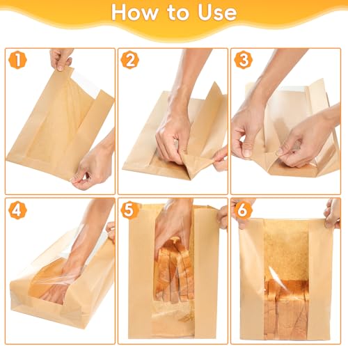 Funcoo 25 pcs Bread Bags for Homemade Bread Paper Sourdough Bread Bakery Storage Bags with Window, Large Bakery Bread Loaf Bags for Baked Goods Packaging, Label Seal sticker included - Image 4