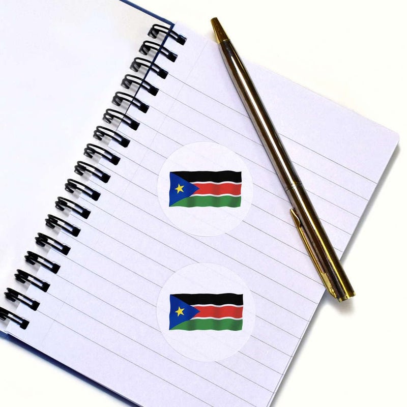 Generic Azeeda 24 x 40mm Round 'Waving South Sudan Flag' Stickers (SK00058665)  - Image 2