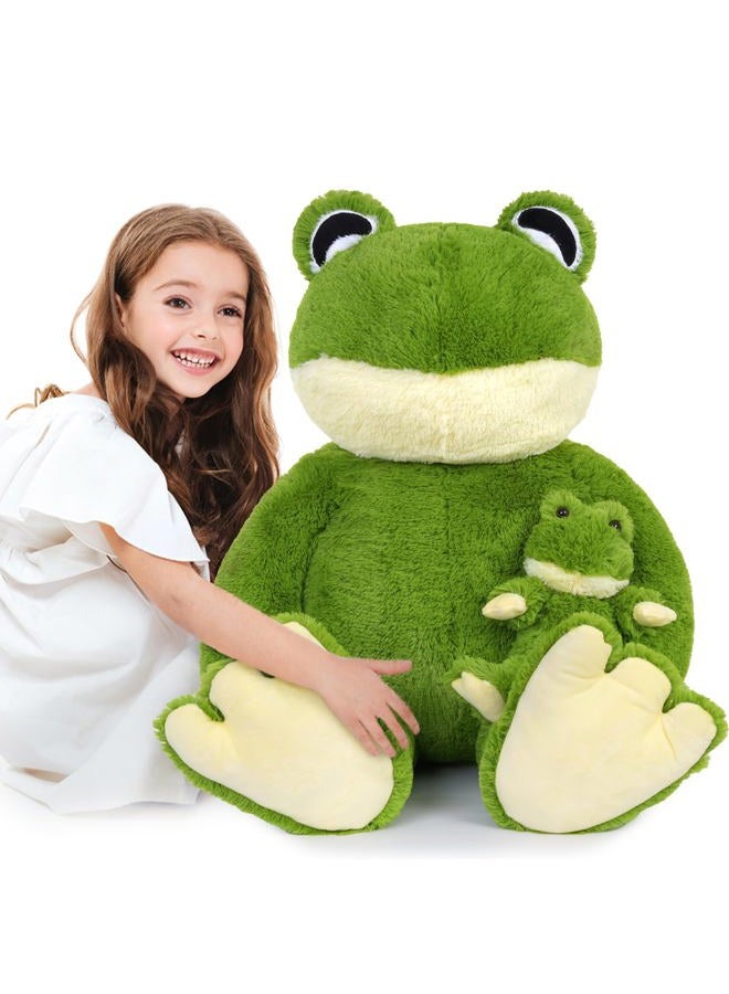 MorisMos Large Frog Stuffed Animals Plush, 36.2'' Giant Stuffed Frog Plush Toy with Baby for Girl Boy Kid Mother, 3Ft Big Toad Animals Set Gift for Baby Shower Birthday Valentines, CPC Certified - Image 1