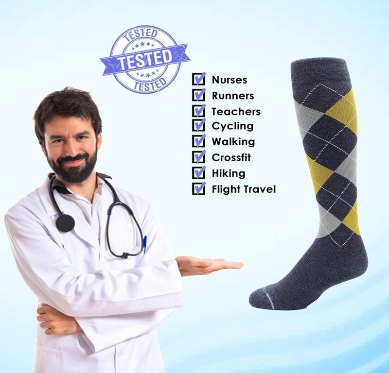 Dr Motion 4 Pairs Men's Athletic Traveler Graduated Compression Knee High Socks - Image 4