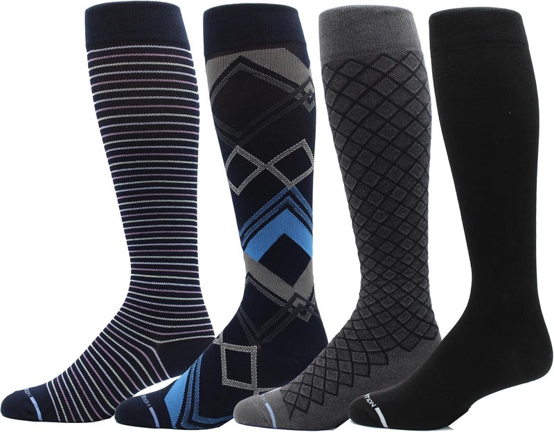 Dr Motion 4 Pairs Men's Athletic Traveler Graduated Compression Knee High Socks - Image 1