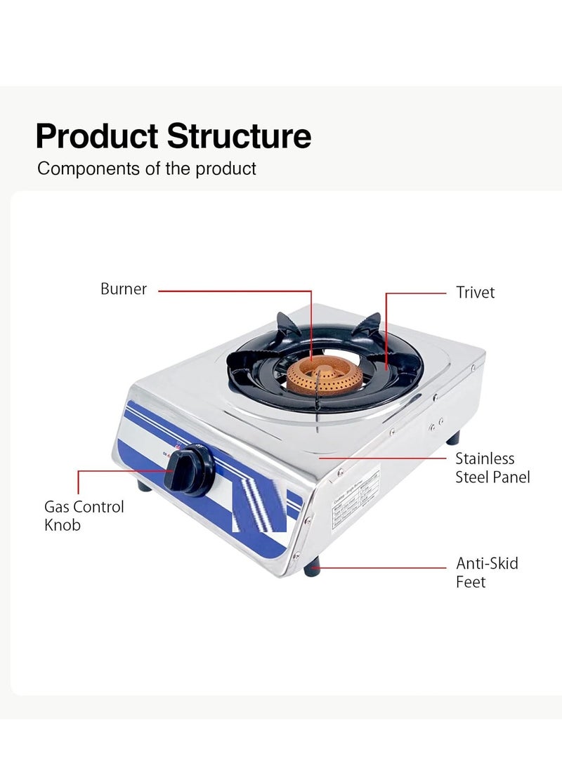 Single GAS Burner Stove Cooktop With Auto Ignition Stoves Stainless Steel  - Image 3