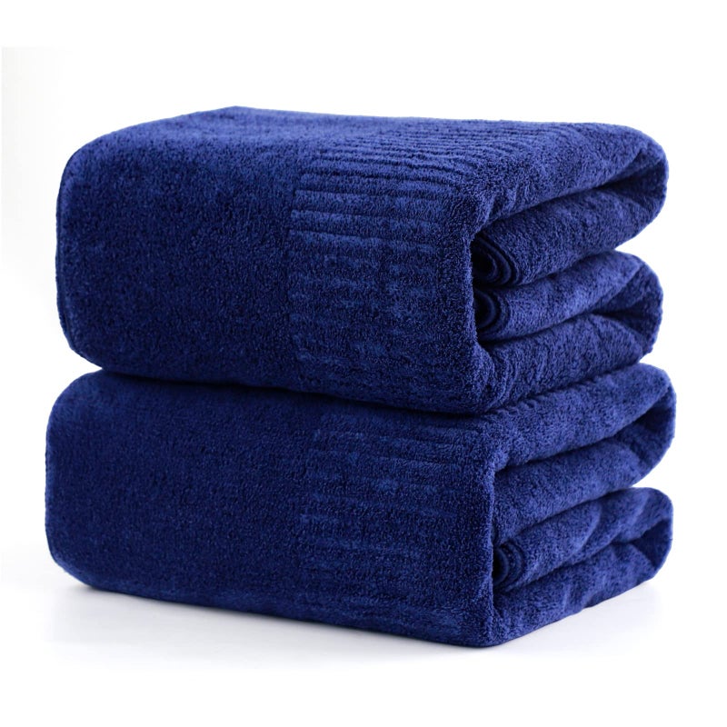 SEISSO Bath Towels Super Soft Towels for Bathroom Highly Absorbent Large Towel Set 35 x 63 Inches Quick Dry Multipurpose Use for FitnessSpaSports TowelsYoga Towel Navy Blue 2 Pack