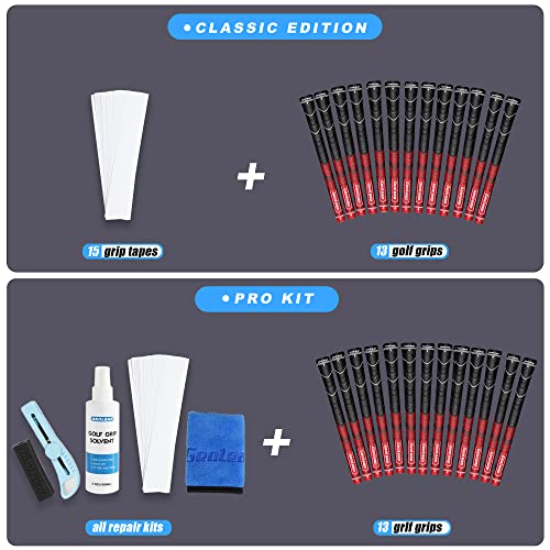 Geoleap Golf Grips Set of 13- Grips with Tapes and Grips with All Repair Kits for Choice,Hybrid Golf Club Grips,Standard/Midsize,All Weather Contral, High Feedback & Traction. (Midsize, Red-Pro Kit(13 - Image 5