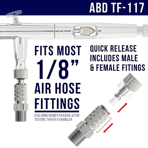 Master Airbrush Essential Accessories Kit with 6 ft. Braided Airbrush Hose, Mini Inline Filter, Quick Disconnect, Airflow Adjustment Couplers, and 3-Way Splitter Manifold - 1/8" Fittings - Image 3