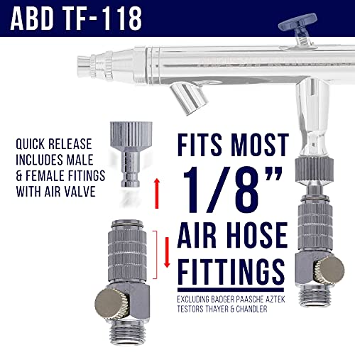 Master Airbrush Essential Accessories Kit with 6 ft. Braided Airbrush Hose, Mini Inline Filter, Quick Disconnect, Airflow Adjustment Couplers, and 3-Way Splitter Manifold - 1/8" Fittings - Image 4