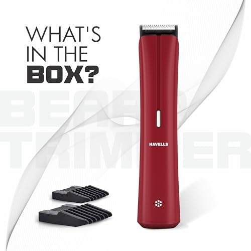 Havells Bt6111 Beard Trimmer, Skin Firendly Stainless Steel Blades 90 Mins Runtime Up To 13 Mm Length Settings 2 Years Guarantee (Red)-Battery Powered, Men - Image 2