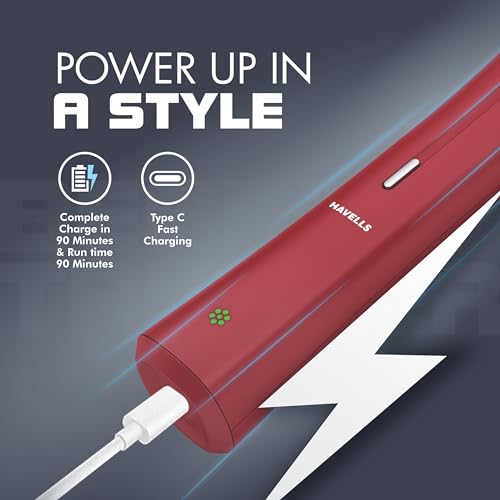 Havells Bt6111 Beard Trimmer, Skin Firendly Stainless Steel Blades 90 Mins Runtime Up To 13 Mm Length Settings 2 Years Guarantee (Red)-Battery Powered, Men - Image 4
