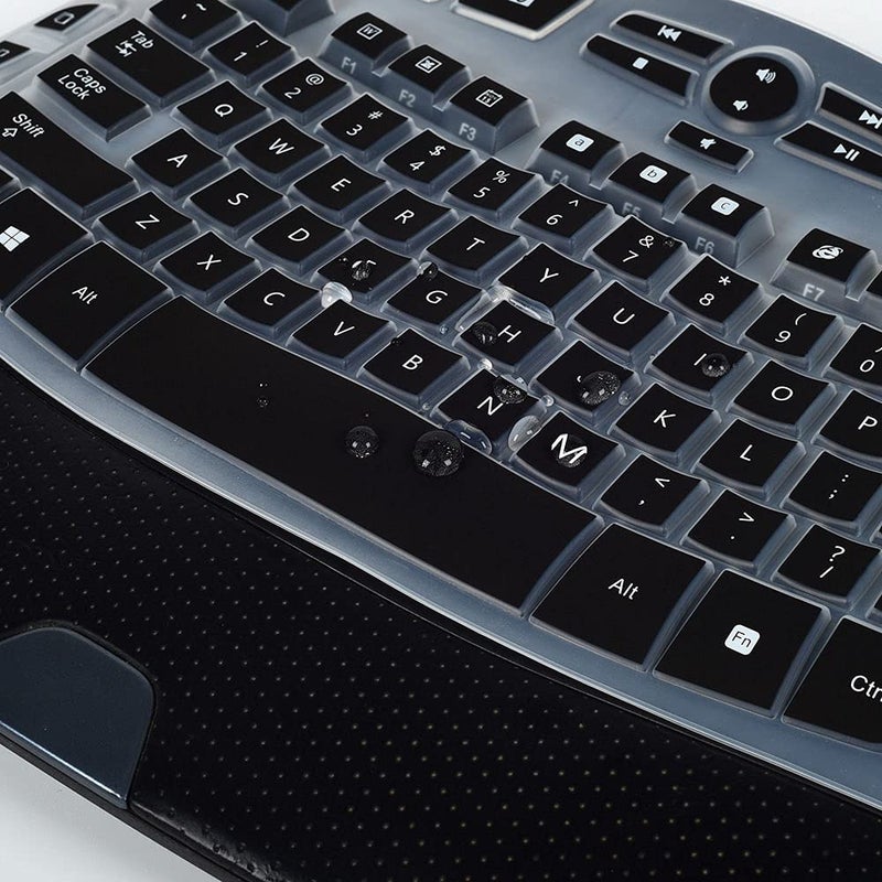 imComor غطاء لوحة المفاتيح لجهاز لوجيتك K350 MK570 MK550 غلاف لوجيتك K350 MK550 MK570 لوحة المفاتيح اللاسلكية الموجية غلاف واقي للجلد الملحقات، أسود - Image 3