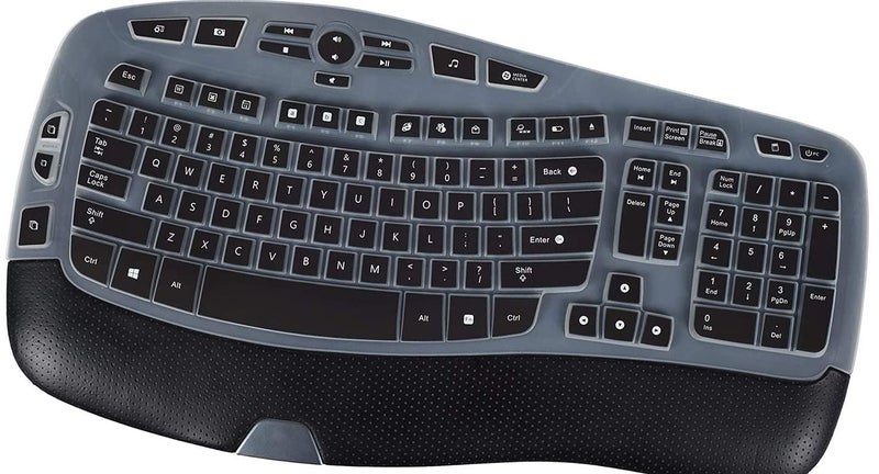 imComor غطاء لوحة المفاتيح لجهاز لوجيتك K350 MK570 MK550 غلاف لوجيتك K350 MK550 MK570 لوحة المفاتيح اللاسلكية الموجية غلاف واقي للجلد الملحقات، أسود - Image 1