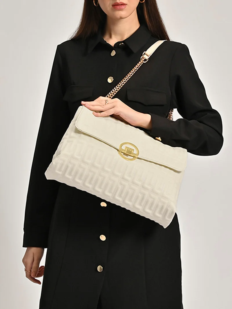 Lavie Luxe Women's Eden25 Flap Satchel (Off White)