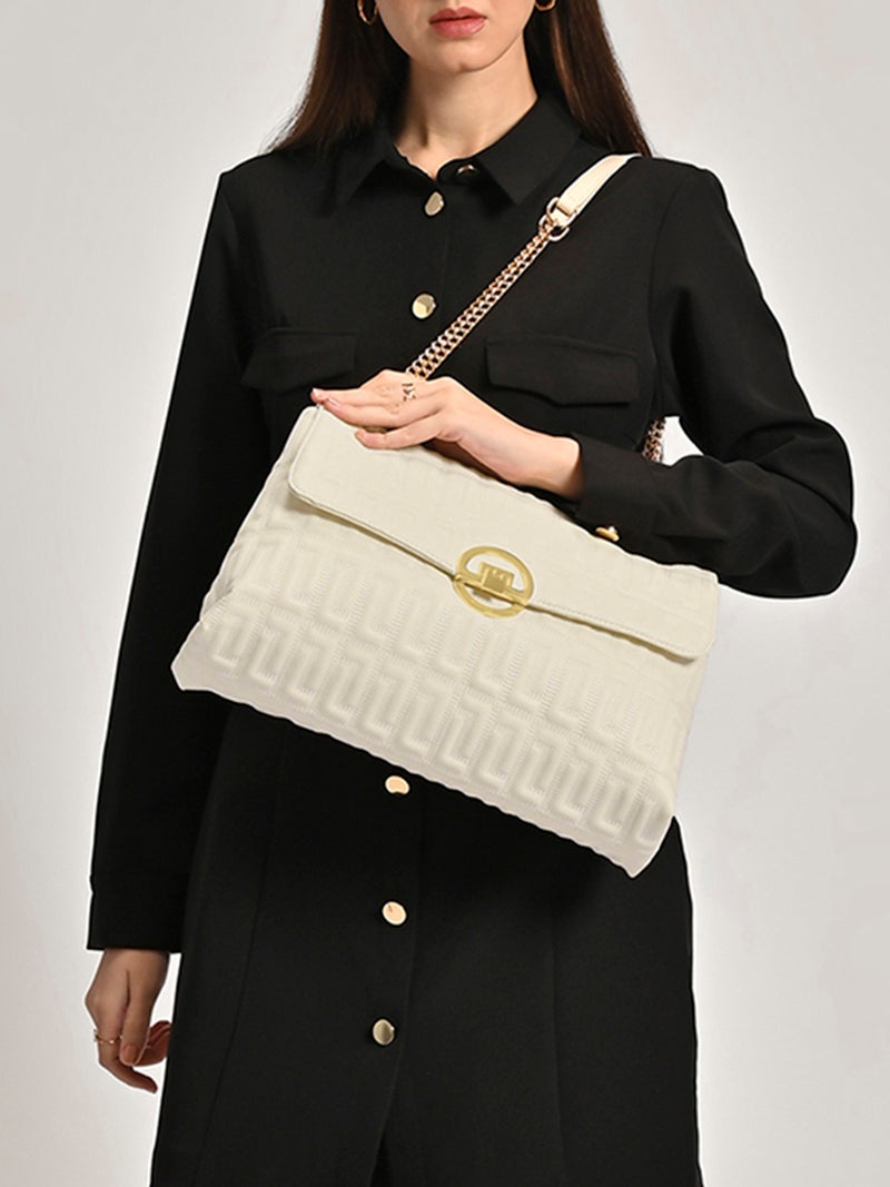 Lavie Luxe Women's Eden25 Flap Satchel (Off White) - Image 2