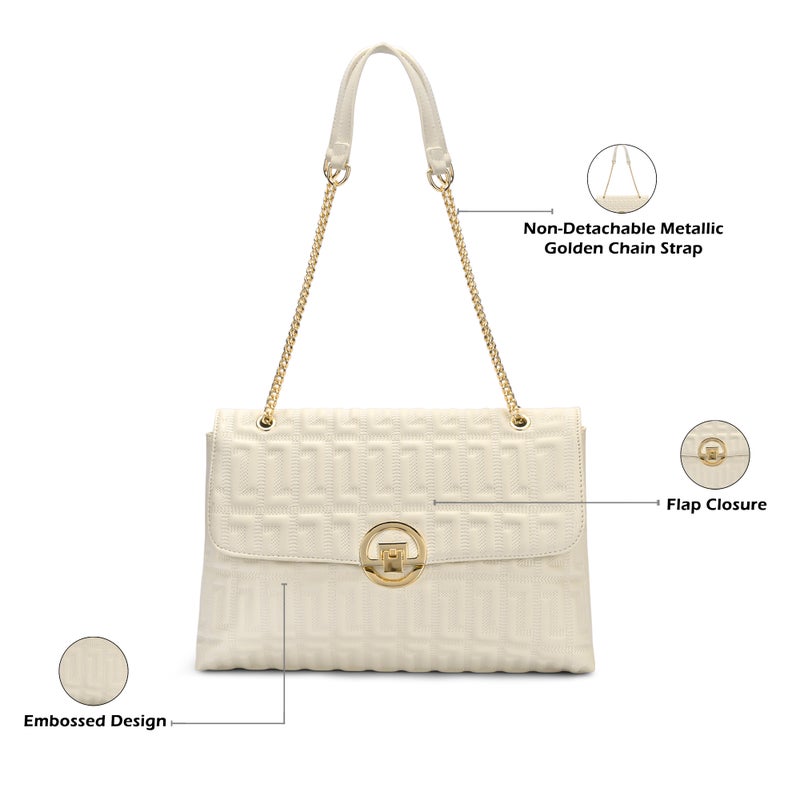 Lavie Luxe Women's Eden25 Flap Satchel (Off White) - Image 4