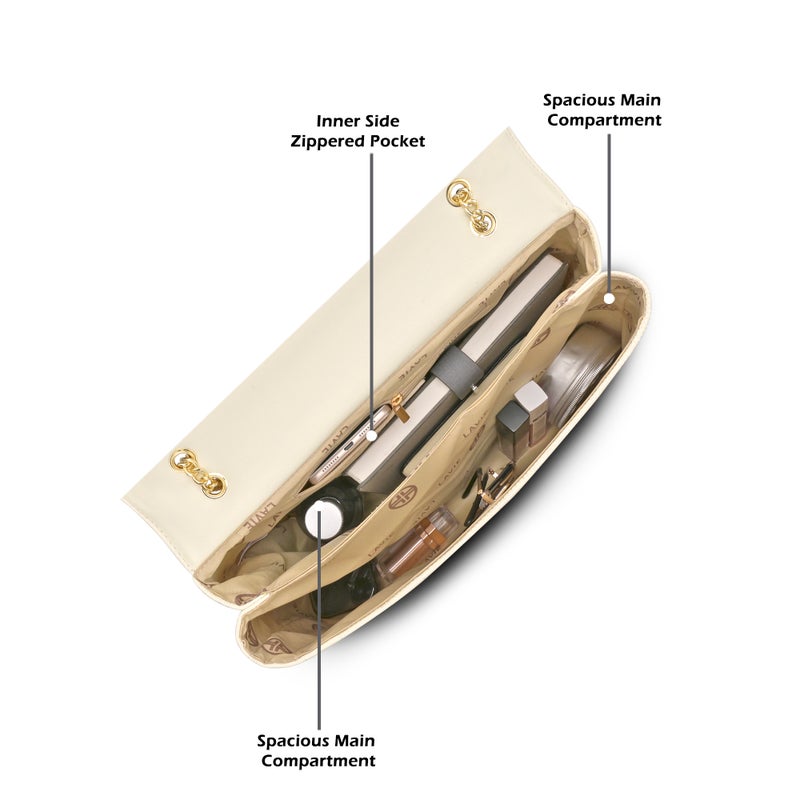 Lavie Luxe Women's Eden25 Flap Satchel (Off White) - Image 3