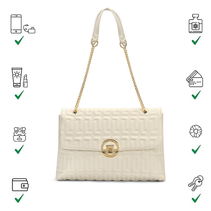 Lavie Luxe Women's Eden25 Flap Satchel (Off White) - Image 5