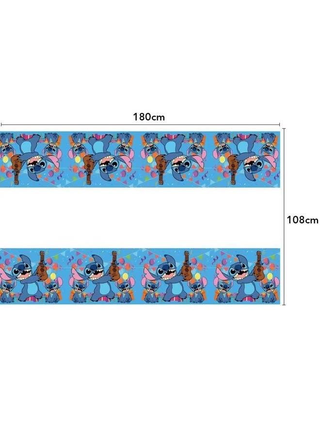 2PCS disposable waterproof birthday tablecloths with Stitch patterns, suitable for birthday party decorations. - Image 2