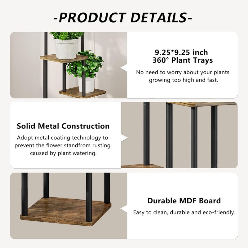AZERPIAN Plant Stand 4 Tier Indoor Metal Flower Shelf for Multiple Plants Corner Tall Flower Holders for Patio Garden Living Room Balcony Bedroom, Black (4 Tier-Black) - Image 4