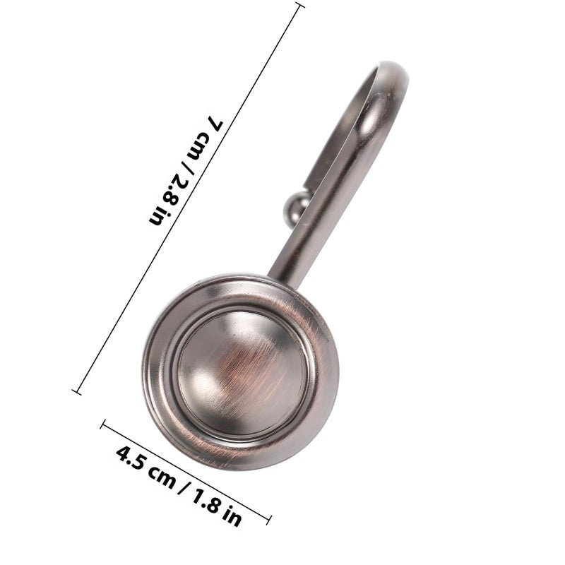 Antique Bronze Shower Curtain Hooks 12pcs Round Zinc Alloy Decorative Bathroom Rod Accessories - Image 3