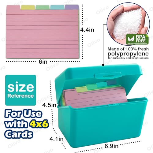 Olivo 4x6 Index Card Holder Box with 100 Cards Dividers Tabs 4"x 6", Blue - Image 4
