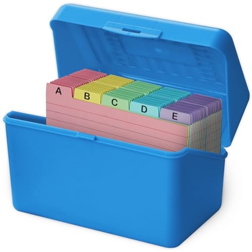 Olivo 4x6 Index Card Holder Box with 100 Cards Dividers Tabs 4"x 6", Blue - Image 1