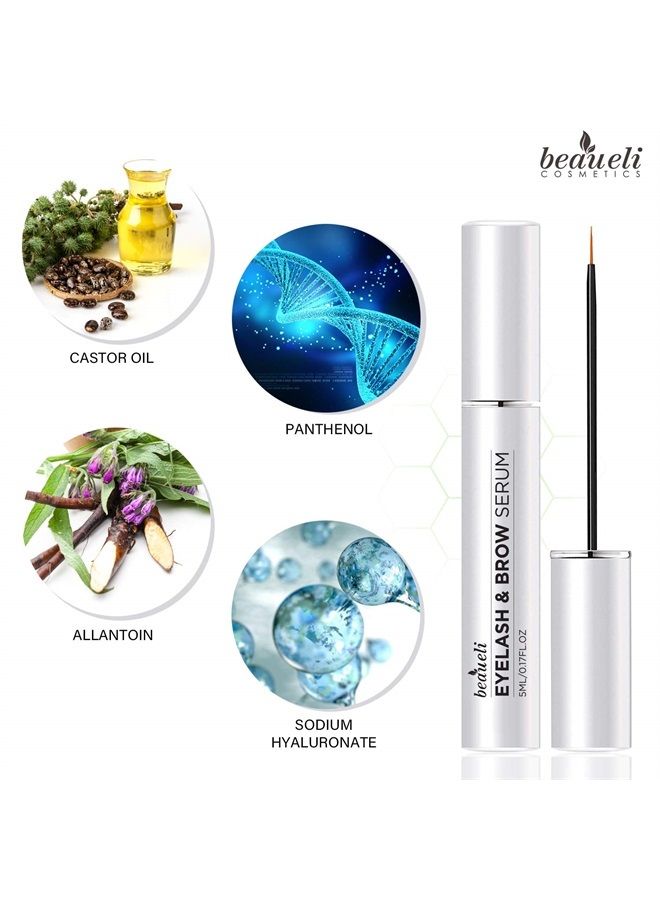 Beaueli Eyelash Growth Serum 5ML- Premium Castor Oil for Longer, Thicker, Healthy, Fuller Eyelash & Eyebrow, Hypoallergenic Natural Eyelash Enhancer Growth Booster Treatment, Dermatologist Certified - Image 3