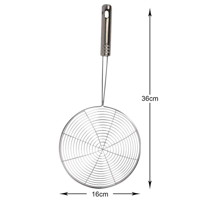 kaqer Puri Strainer Stainless Steel Deep Fry Jhara Mesh Laddle Jharni Wire Skimmer Frying Jhara - Image 4