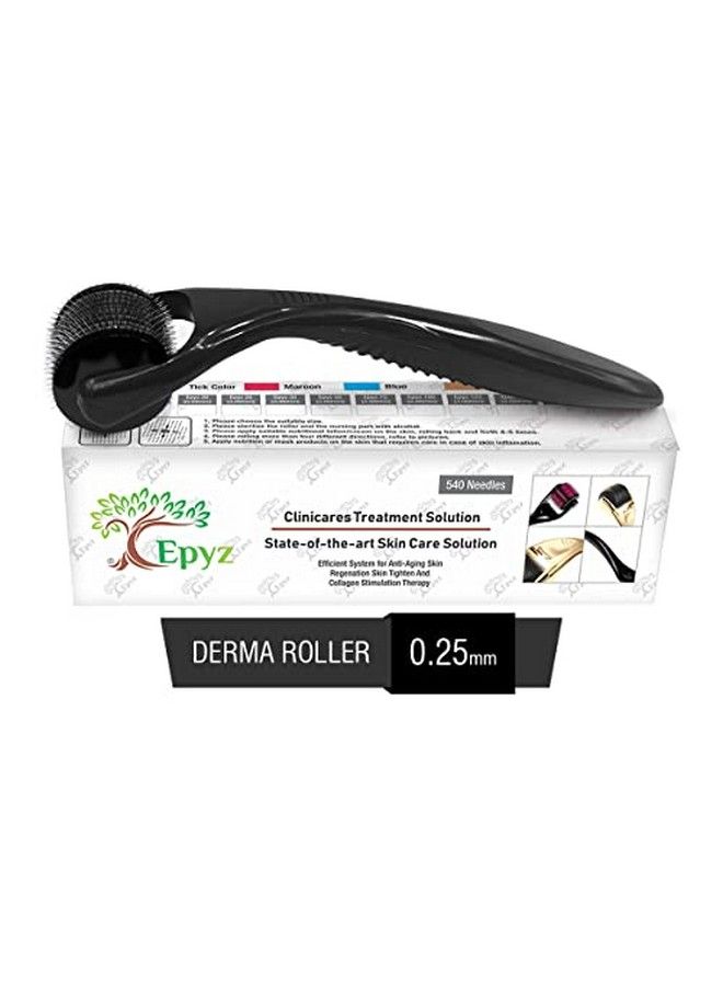 Epyz New Model Derma Roller Cosmetic Micro Needling Instrument With 540 Needles For Acne Skin Hair Loss With Free Storage Case [ Pack Of 1 ] (Black 0.25Mm) - Image 1