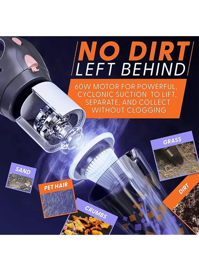 توبيز مكنسة كهربائية لاسلكية للسيارة من توبي، عالية الطاقة، 8000 باسكال/100 وات/تيار مستمر 12 فولت، مكنسة كهربائية محمولة لاسلكية بطول 16 قدمًا، مجموعة تنظيف عميق للجزء الداخلي من السيارة - Image 5
