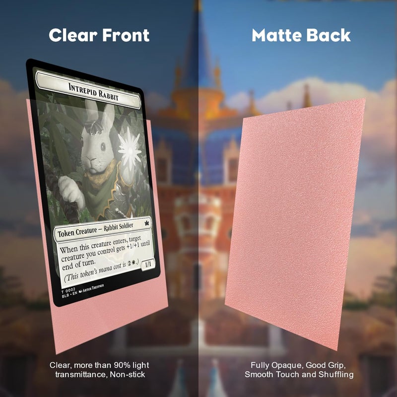 Katomula 300CT Rose Gold Card Sleeves for Lorcana, MTG - Clear Front Textured Back, Standard Size for MTG, Baseball, Sports Cards, Game Cards - Image 3