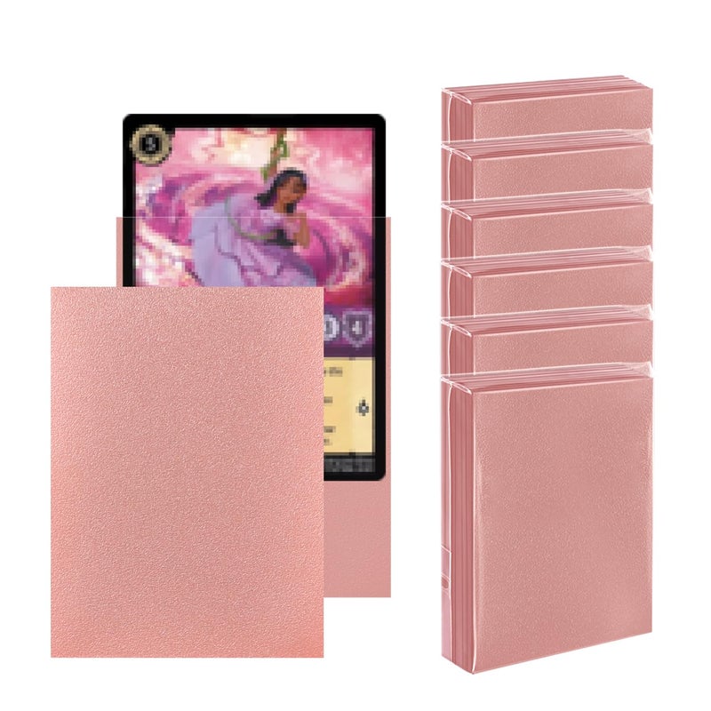 Katomula 300CT Rose Gold Card Sleeves for Lorcana, MTG - Clear Front Textured Back, Standard Size for MTG, Baseball, Sports Cards, Game Cards - Image 1