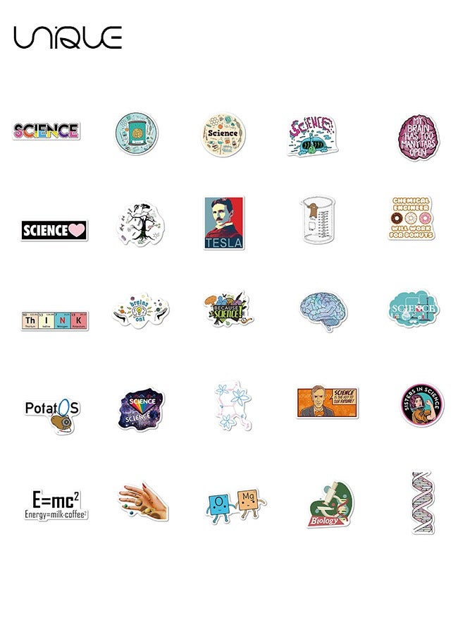 Unique 50 Pcs Physics Chemistry Biology Experiment Stickers，Vinyl Waterproof Stickers for Water Bottles Laptop Phone Computer Guitar, Gifts for Teens, Girls, Fans  - Image 3