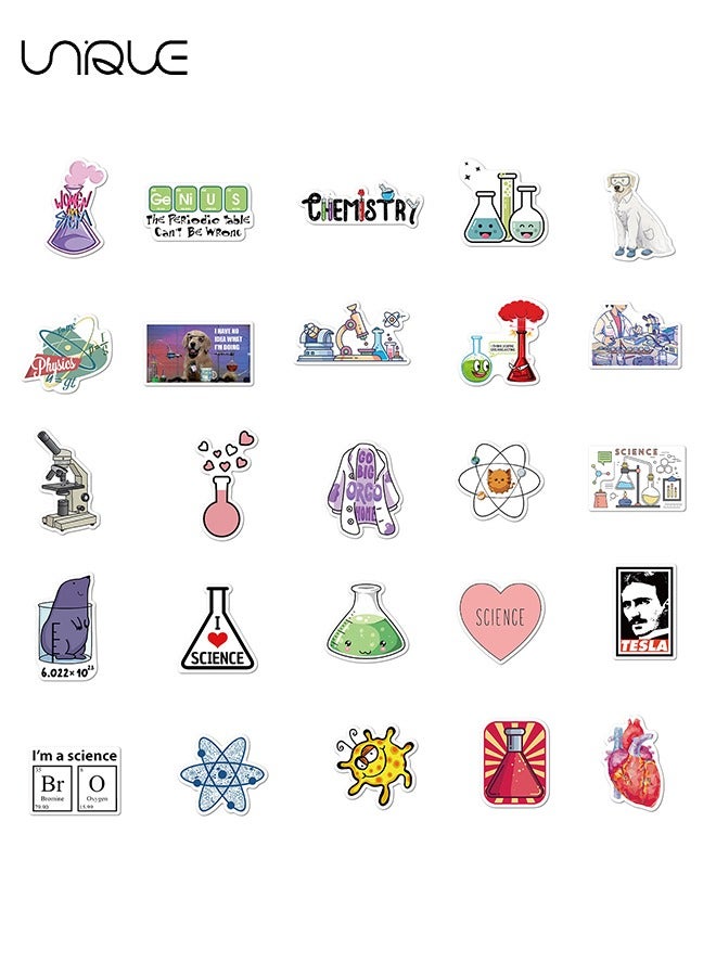 Unique 50 Pcs Physics Chemistry Biology Experiment Stickers，Vinyl Waterproof Stickers for Water Bottles Laptop Phone Computer Guitar, Gifts for Teens, Girls, Fans  - Image 2
