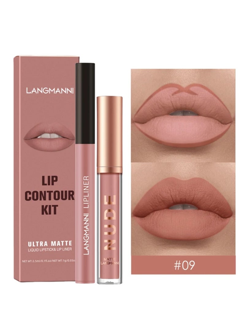 Liquid Lip Stick &Lip Liner 2PCS Color 09