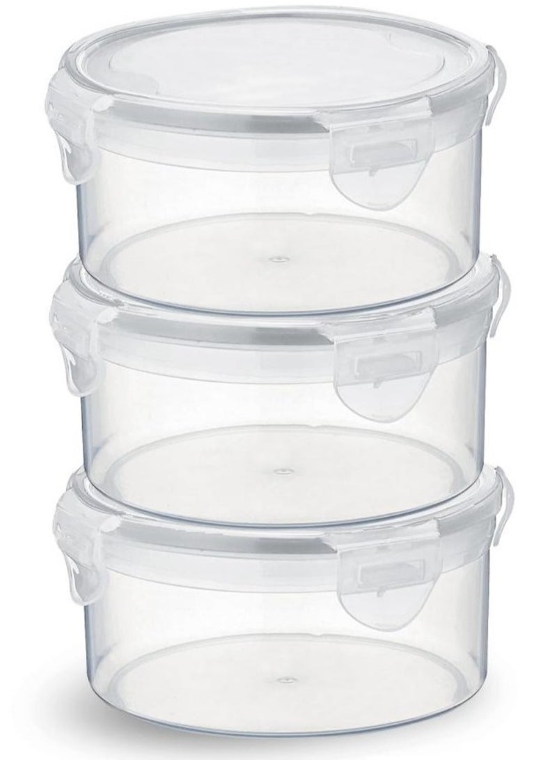 اليسا مجموعة من 3 حاويات بلاستيكية دائرية لتخزين الطعام بأغطية محكمة الإغلاق - خالية من مادة BPA وقابلة لإعادة الاستخدام - 15 × 8 سم - مثالية لتحضير الوجبات الخفيفة وبقايا الطعام - Image 1