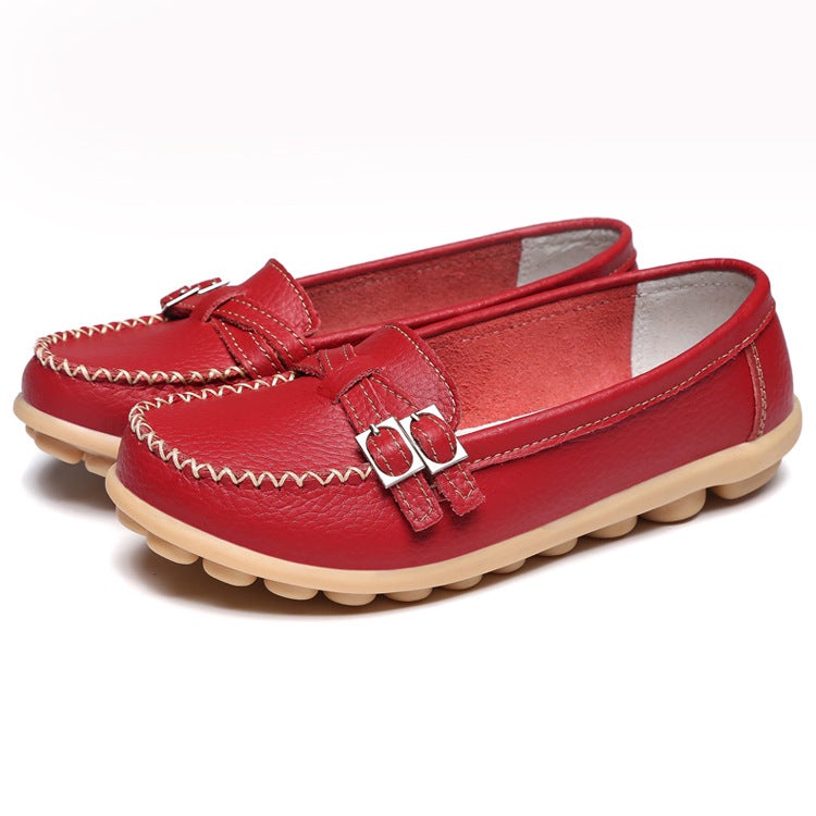 Autumn Winter Casual Flat Nurse Shoes for Women Red 