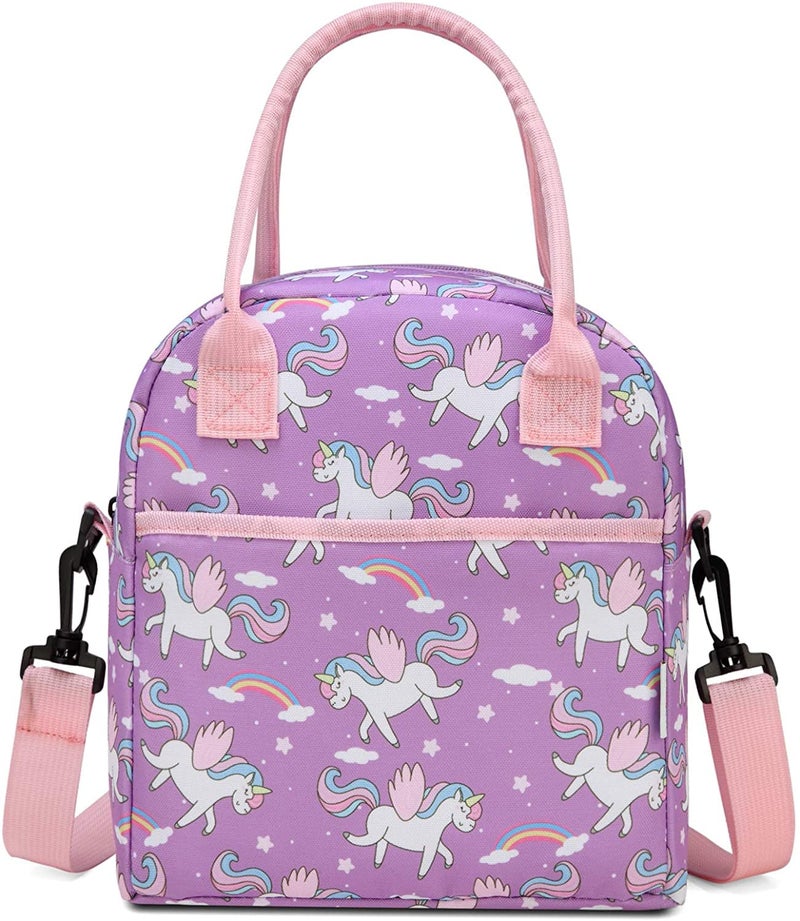 VASCHY Lunch Box Bag for Girls, Insulated Lightweight Lunch Box Tote for Little Girls School Daycare Kindergarten Unicorn - Image 1