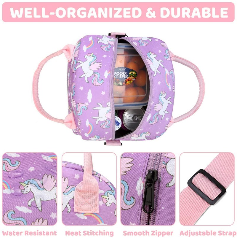 VASCHY Lunch Box Bag for Girls, Insulated Lightweight Lunch Box Tote for Little Girls School Daycare Kindergarten Unicorn - Image 4