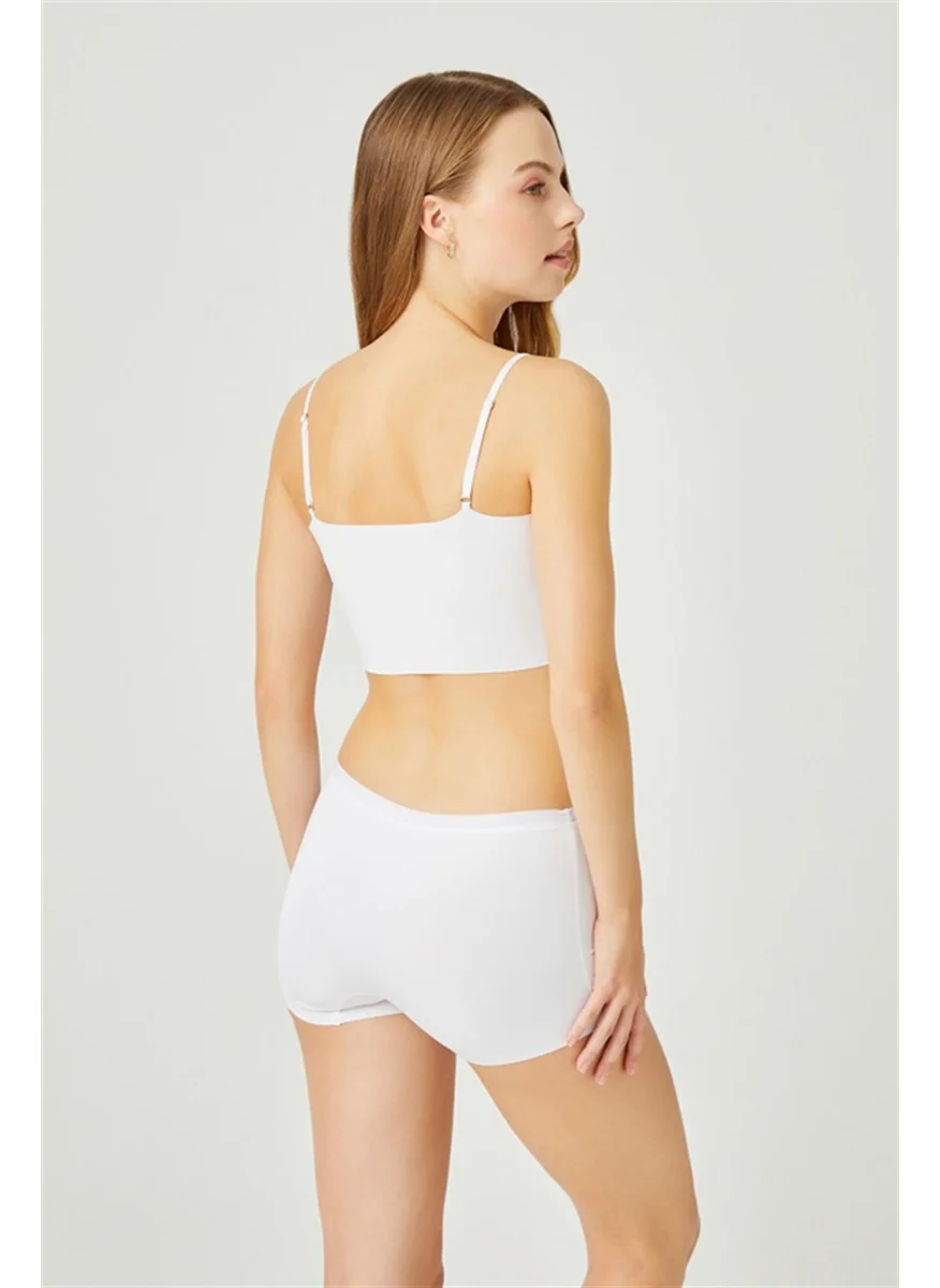 COTTONHILL White Basic Laser Cut Seamless Women's Boxer Panties