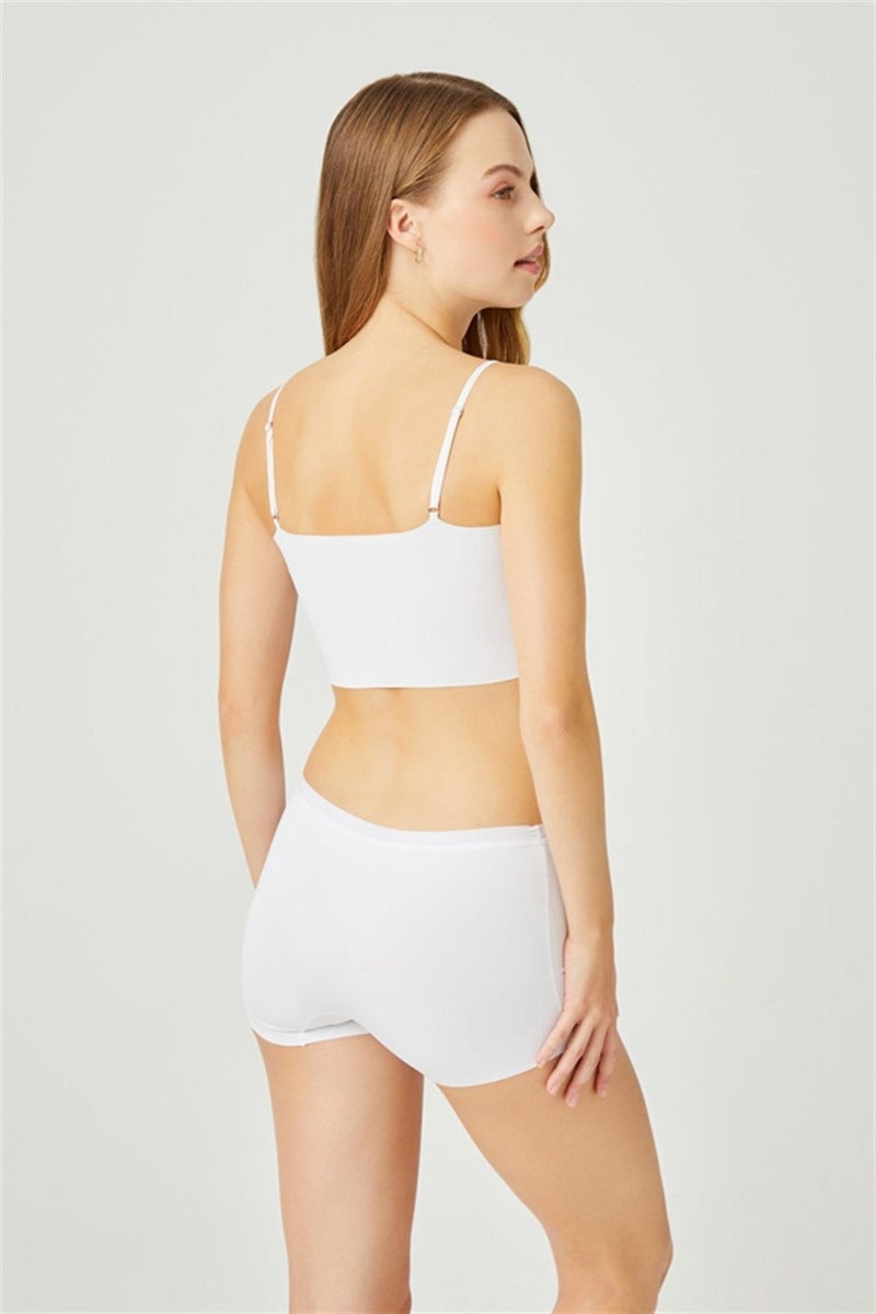 White Basic Laser Cut Seamless Women's Boxer Panties