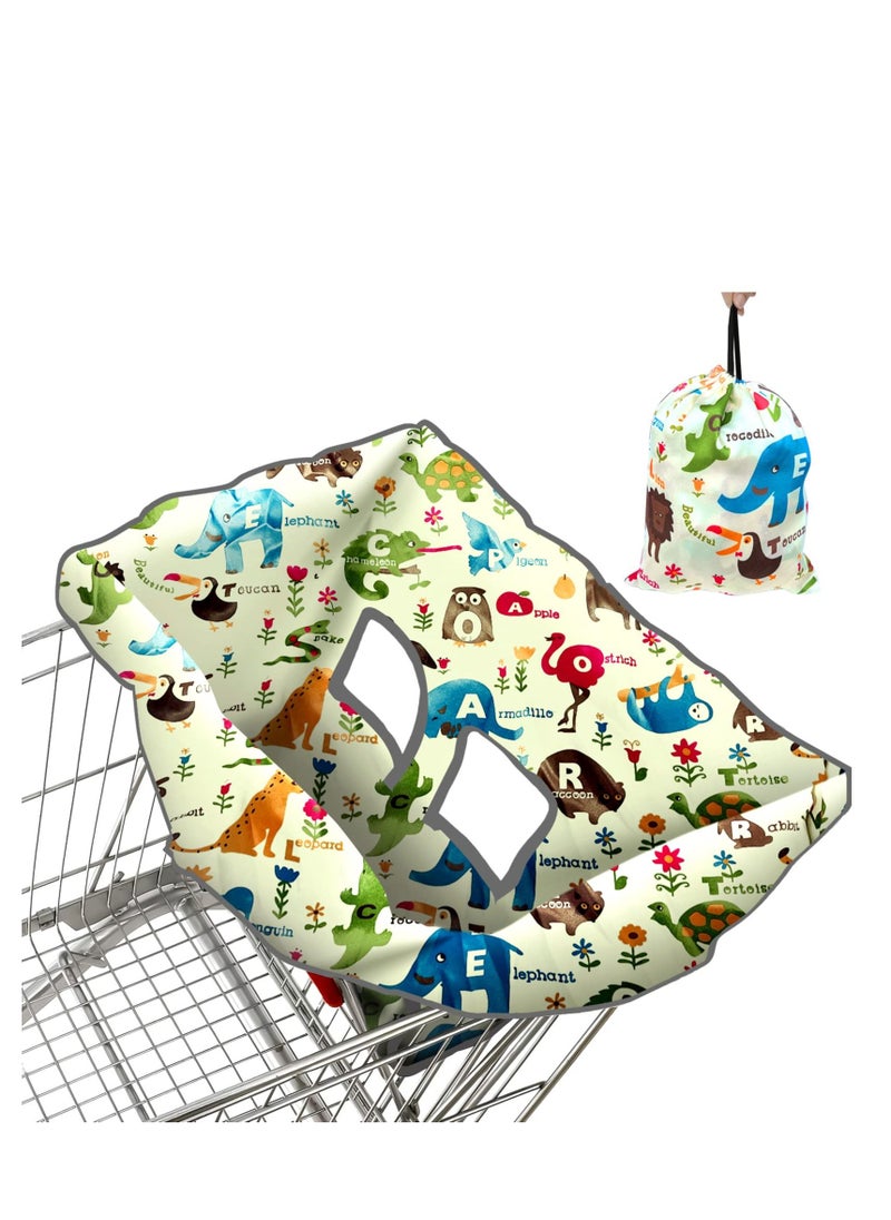 Generic Baby Shopping Cart Cover for Baby and Toddler - 2-in-1 High Chair Cover | Portable Design, Includes Free Carry Bag for Market and Resturant Use(Cute Zoo)  - Image 1