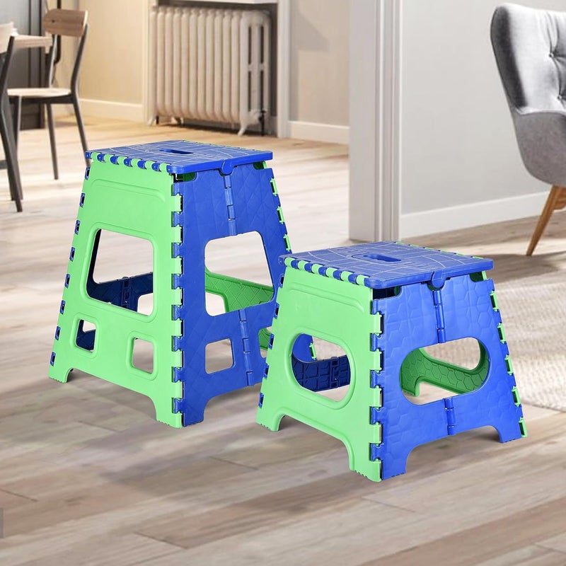 Homestic Homestic Pack of 2 Stool Portable Foldable Stool Collapsible Camping Chair Stool for OutdoorFishingHikingGardenTravel Multipurpose Sitting Stool LargeSmall Green Blue  - Image 1