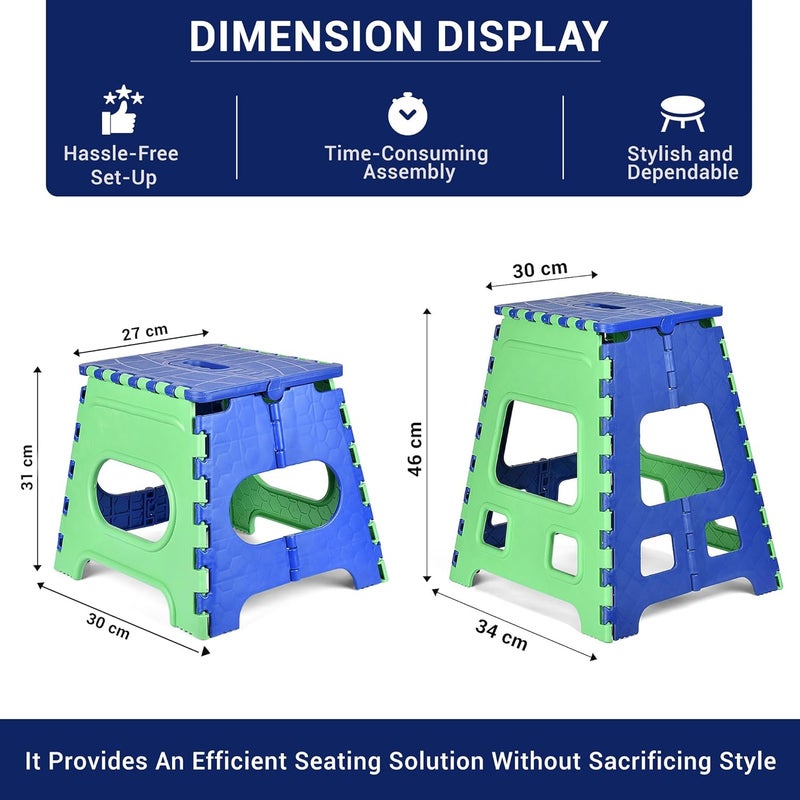 Homestic Homestic Pack of 2 Stool Portable Foldable Stool Collapsible Camping Chair Stool for OutdoorFishingHikingGardenTravel Multipurpose Sitting Stool LargeSmall Green Blue  - Image 2