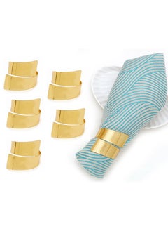RARELY Set of 6 Gold Metal Napkin Ring Holder  - Image 1